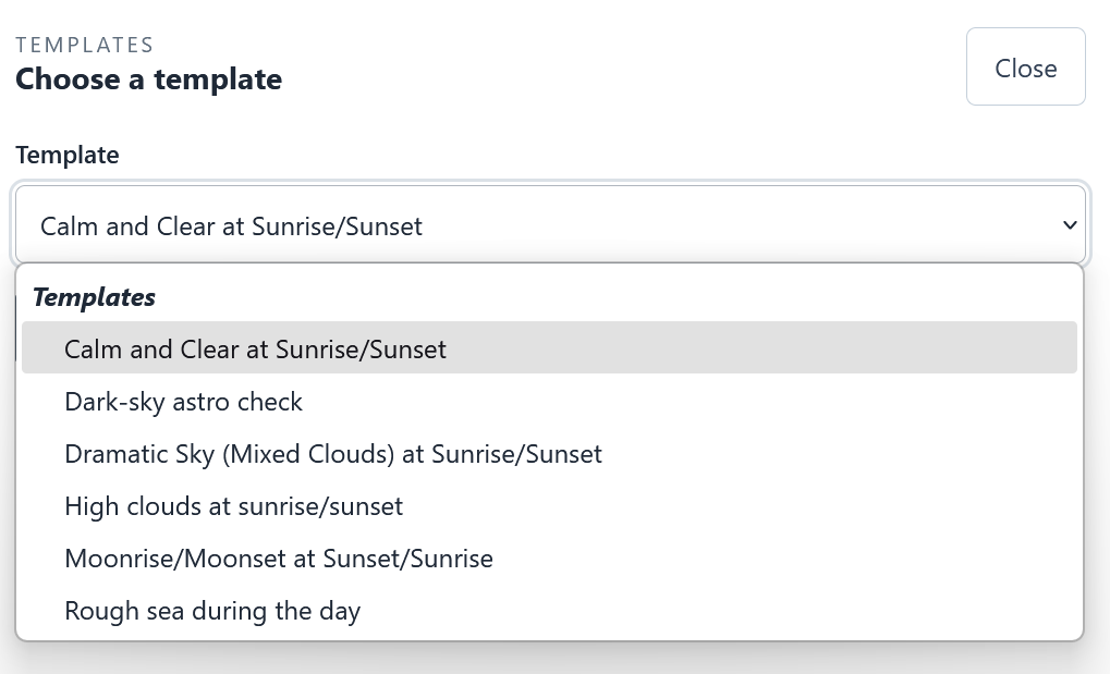 Alert templates screenshot