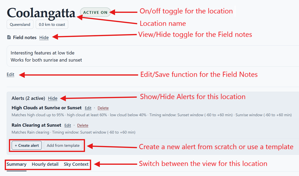 Location controls screenshot