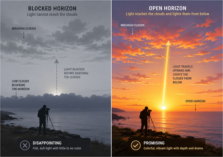 Open vs Blocked horizon photo