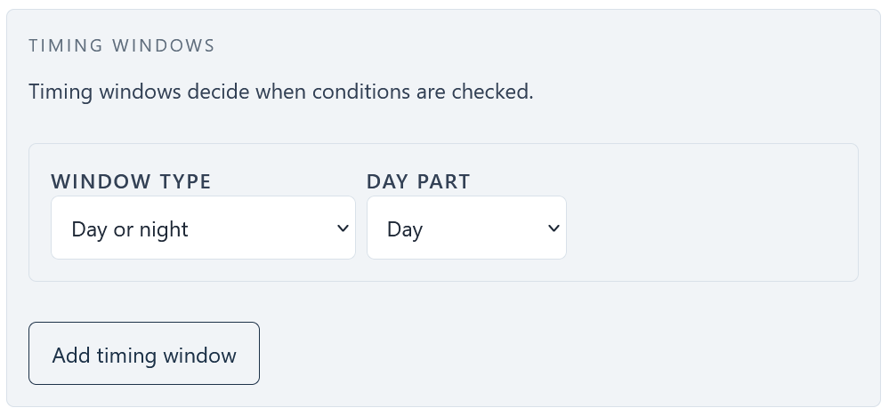 Select timing window day
